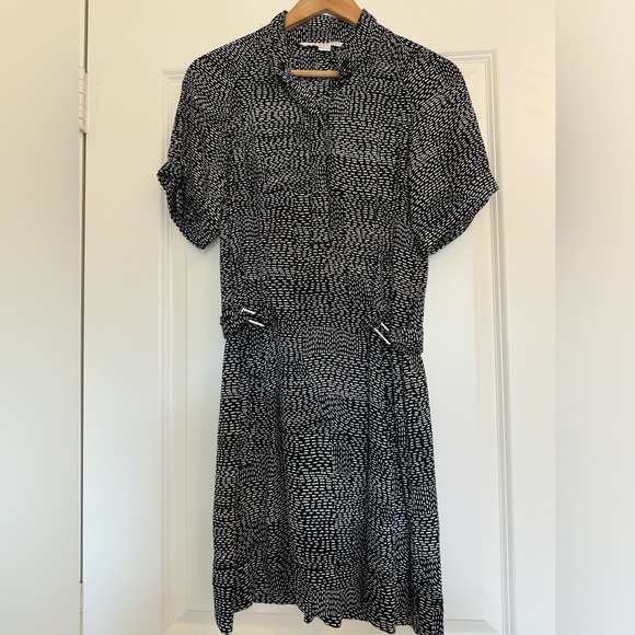 DVF silk dress, perfect for day/work/travel- anything! Black/white w silver. - Picture 1 of 2